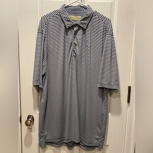 Donald Ross Sport Golf Shirt Mens XL Blue White Striped Polo